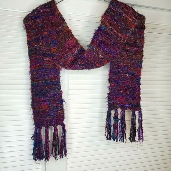 Everest Designs Nepal Long 100% SILK ColorfulRainbow ArtWear Super Fringe 78